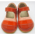 Orange Stripes Handgemachte Baby Squeaky Schuhe Soft Großhandel